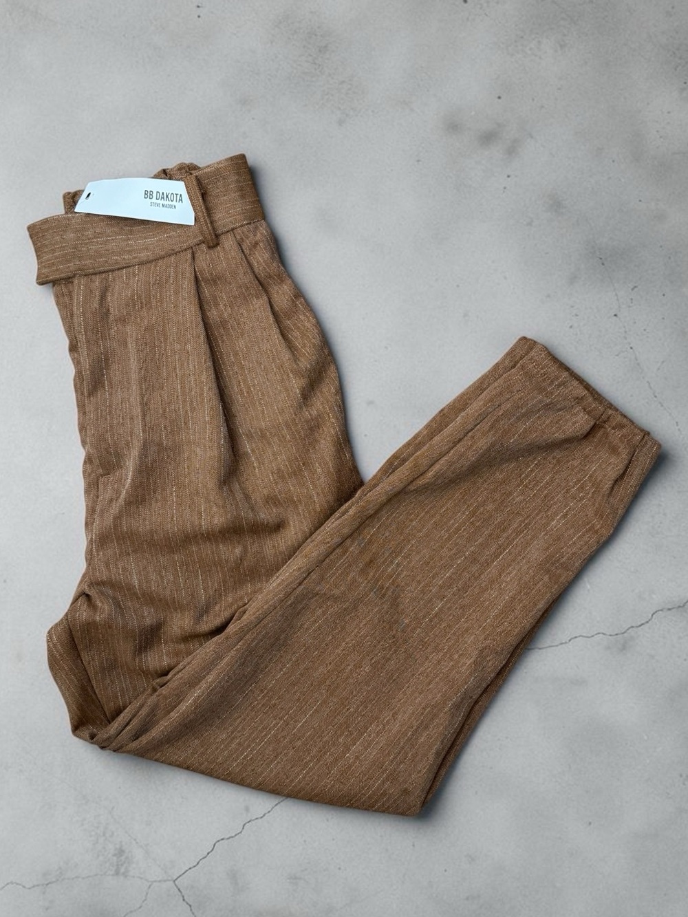 BB Dakota by Steve Madden Twill Call Pants - Dark Camel Brown Tan